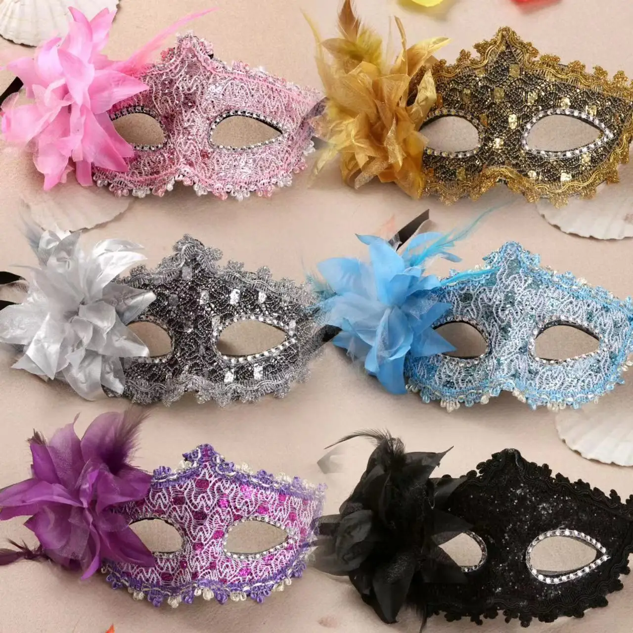 Hochzeit Maskerade Masken Halloween Make-up Spitze Venezianisch Schwarz Kostüm Party Vintage Lady Augenmaske Cosplay Fancy Party Kleid