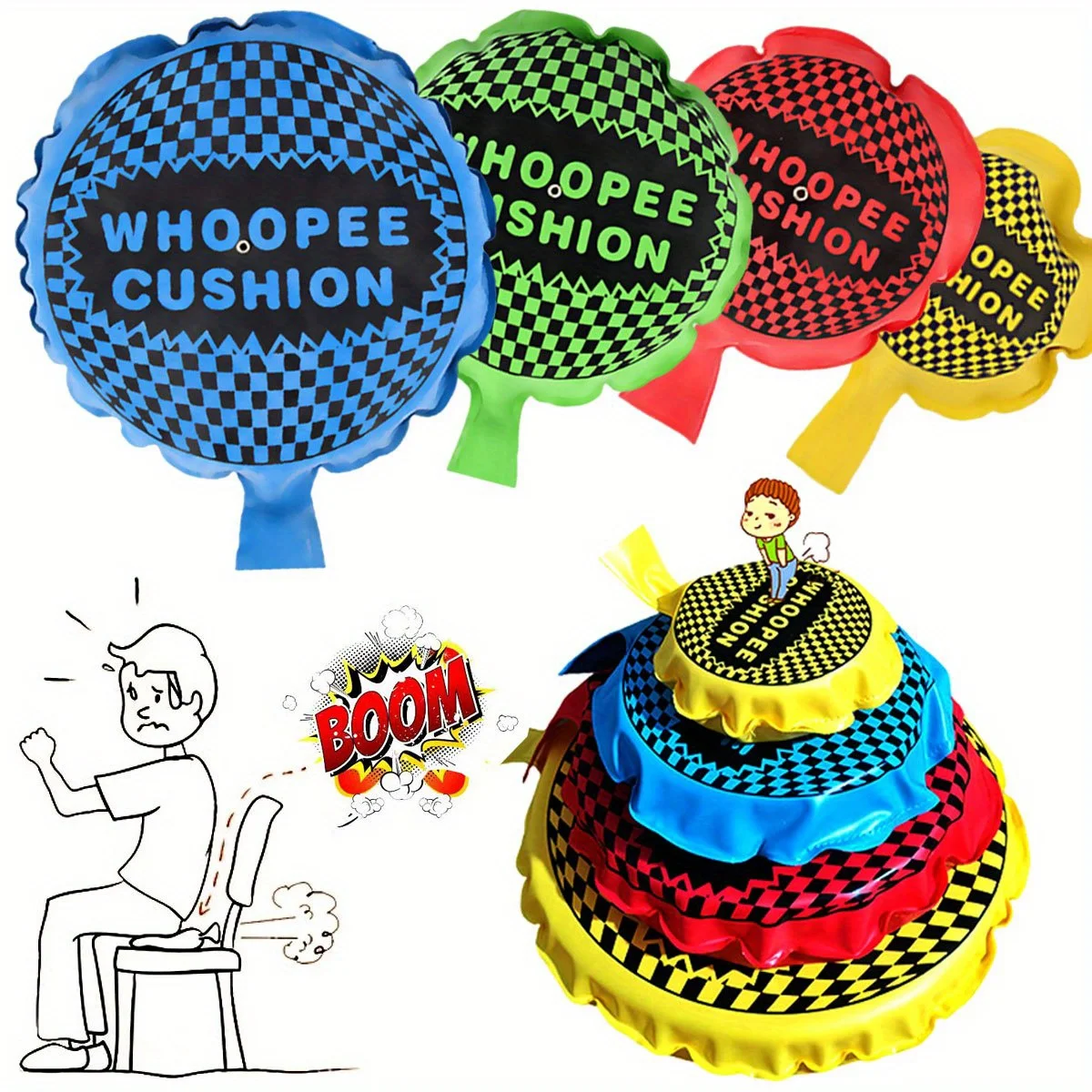 

3 шт., 3 размера, подушка для пердежа Trickery для создания атмосферы вечеринки, забавная практичная шутка, реквизит для розыгрыша, подушка для подушки April ZSY