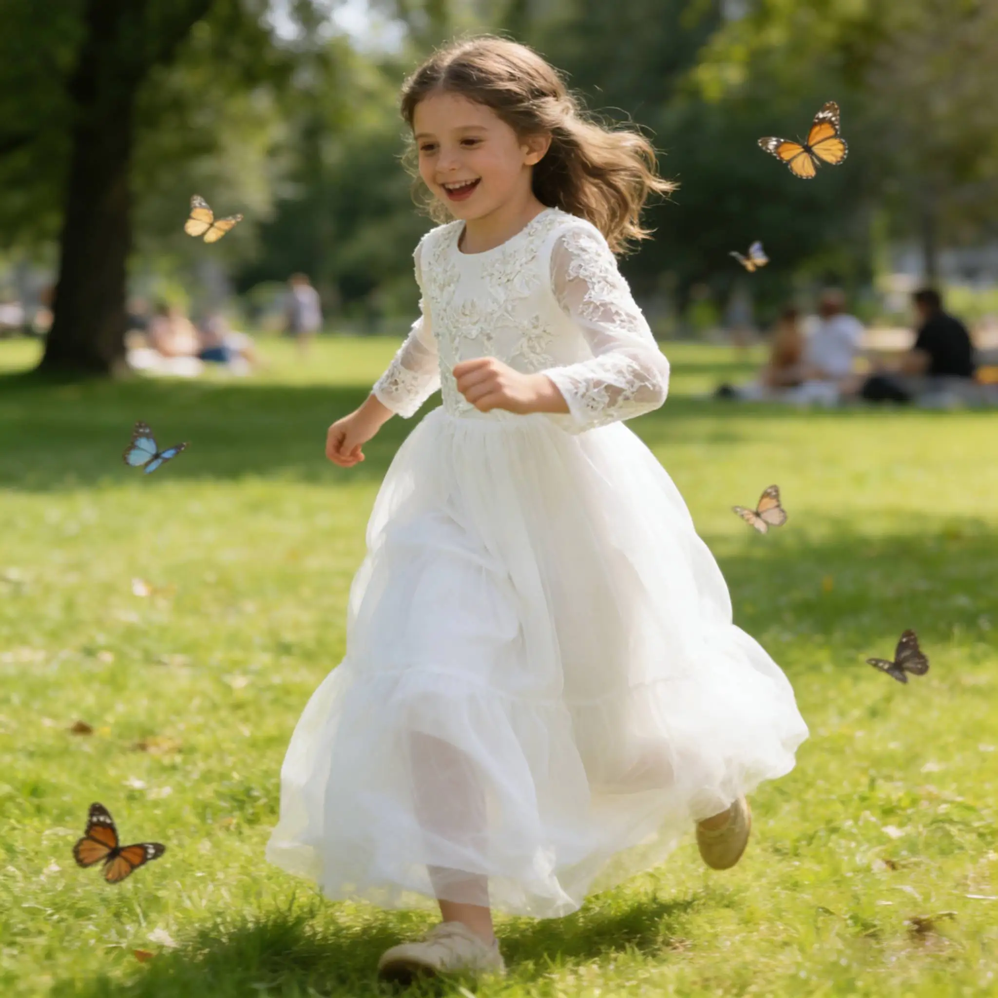 luxury Formal DRess for girls embroidery Flower Bridesmaid Elegant Dress White Wedding Princess Prom teenage Kids Party Dresses