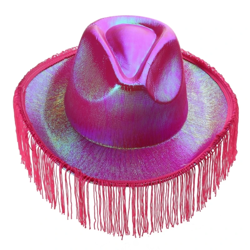 Shinning Color Tassel Fedora Hats for Adult Thick Cowboy Casual Hats