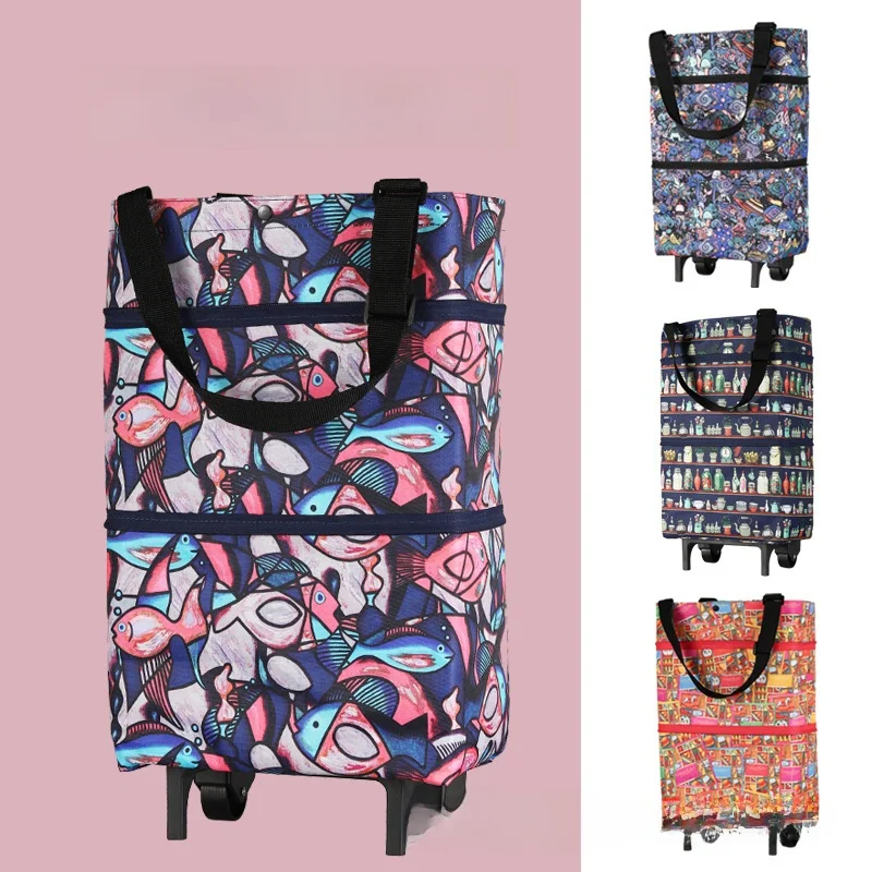 

Portable Lightweight Hand-Pulled Shopping Cart Vegetable Buying Car Eco-Friendly Bag with Rod for Elderly People Household St...