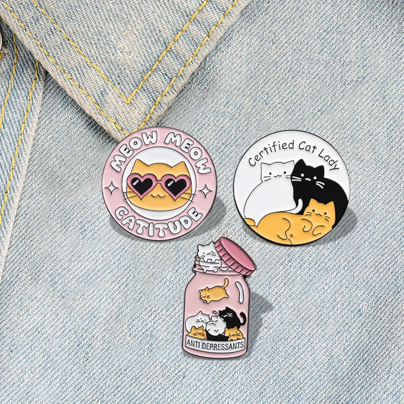 

Certified Cat Lady Enamel Pins Custom Cats ANTI Depression Brooches Lapel Badges Animal Jewelry Gift for Cat Lovers