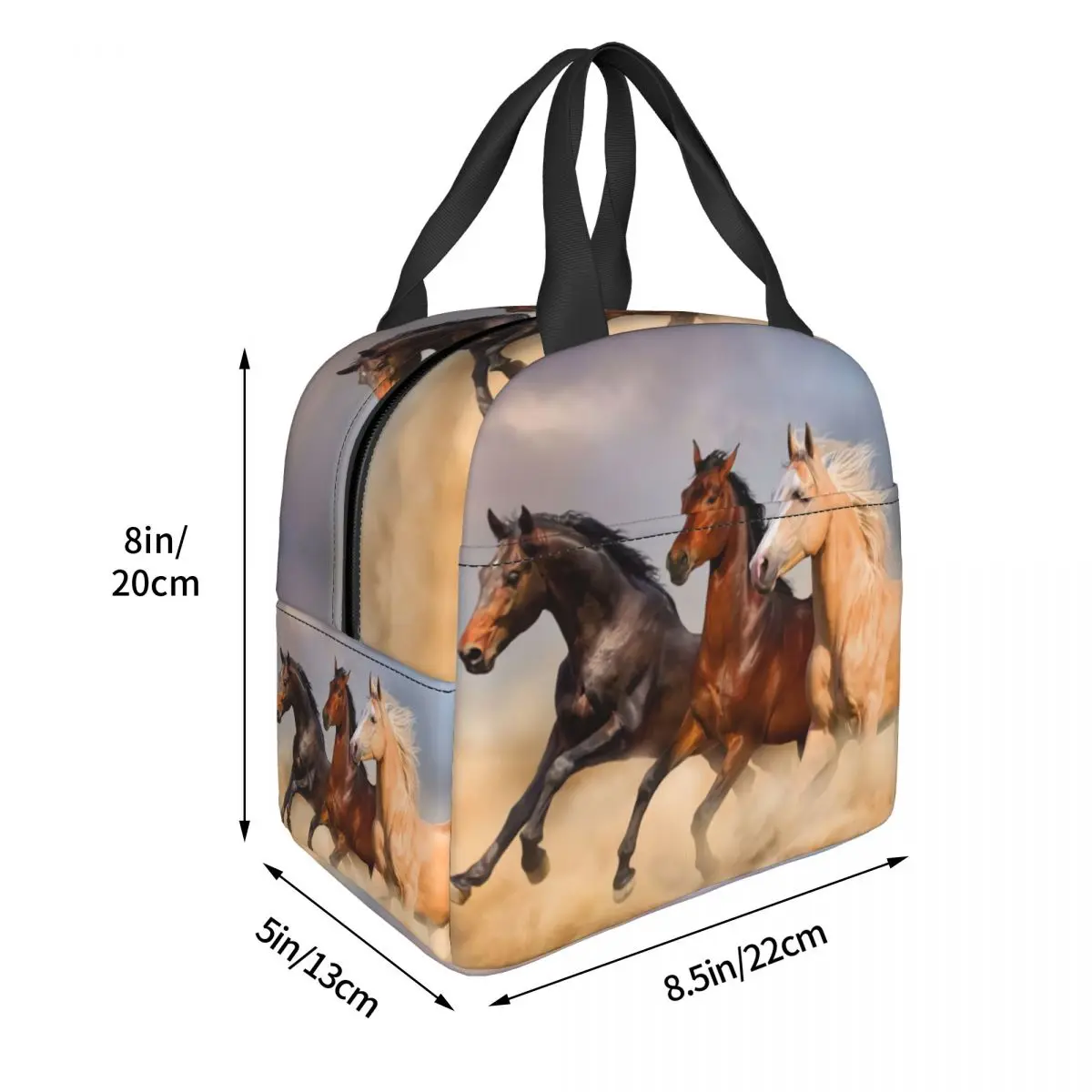 Custom Horse Lunch Bag Warm Cooler Insulated Lunch Boxes for Women Children School Work Picnic Food Tote Container