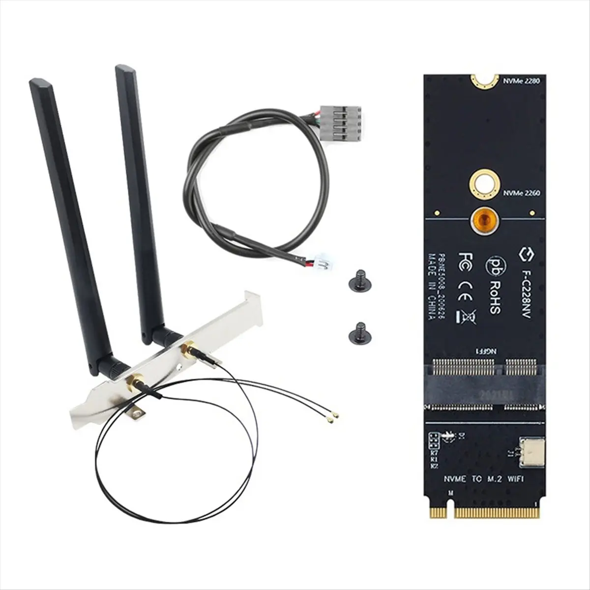 DT75BG M.2 to Nvme Wifi Card NGFF M.2 A+E Key to NVMe PCI Express SSD Port Converter Adapter F-for AX200 AX210 8265 7260AC Card