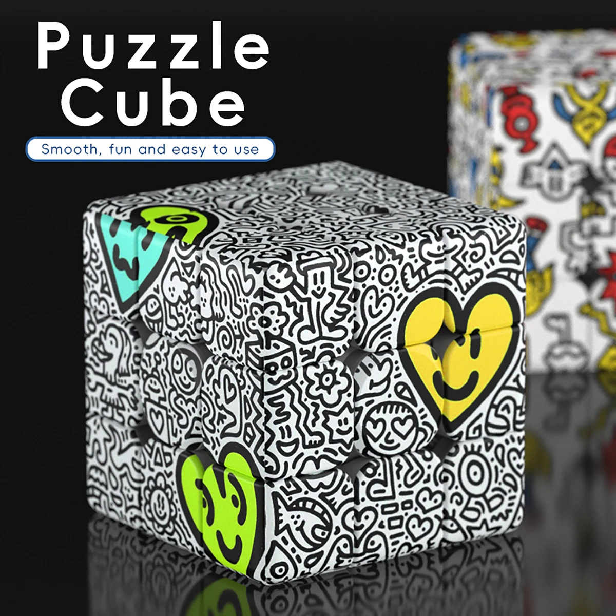 

Magic Cube 3x3x3 3D UV Love graffiti stress-relieving puzzle professional smooth speed game children's toy gift