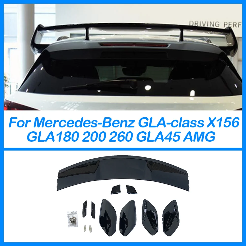 

For Mercedes-Benz GLA-class X156 GLA180 200 260 GLA45 AMG Car Tail Trunk Wing Trim Rear Roof Spoiler Style Lip Splitter Black