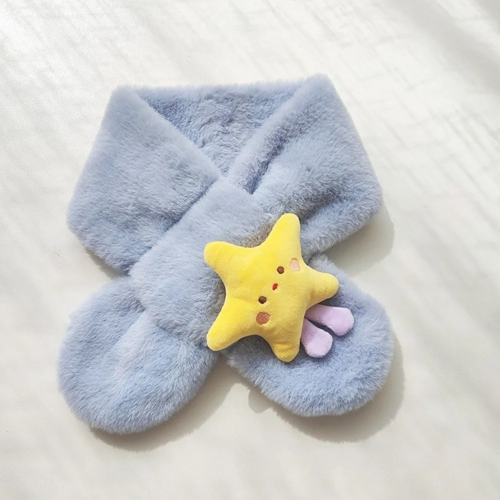 Cute Cartoon Star Children Winter Scarf Thick Warm Cross Neck Scarf Windproof Soft Shawl Scarves