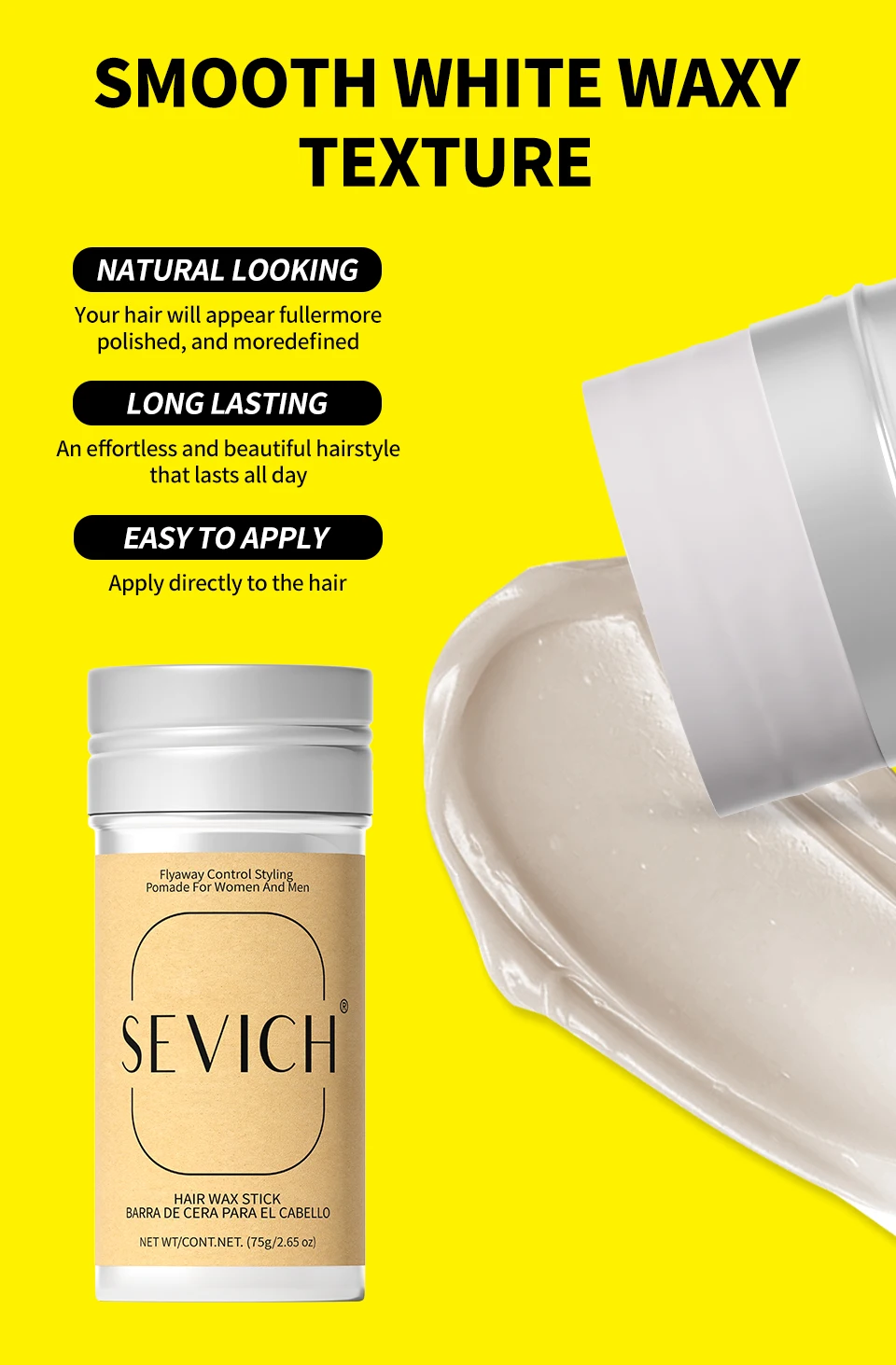 Professionelles Stylingwachs für Frauen, Anti-Frizz-Pomade, glättendes gebrochenes Haar, Schlamm, unordentliche Haare, Kontrollwachsstange für natürliche Perücken – Detail 12