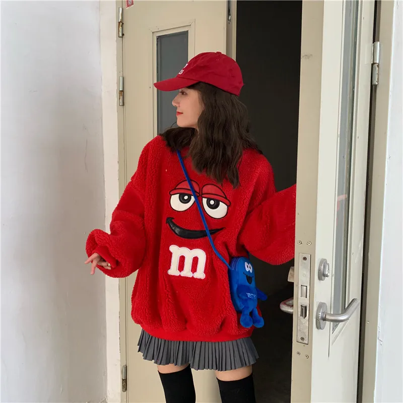 2024 women\'s new spring and winter hoodie pullovers warm fleece fur streetwear coat plush top loose coat women casual