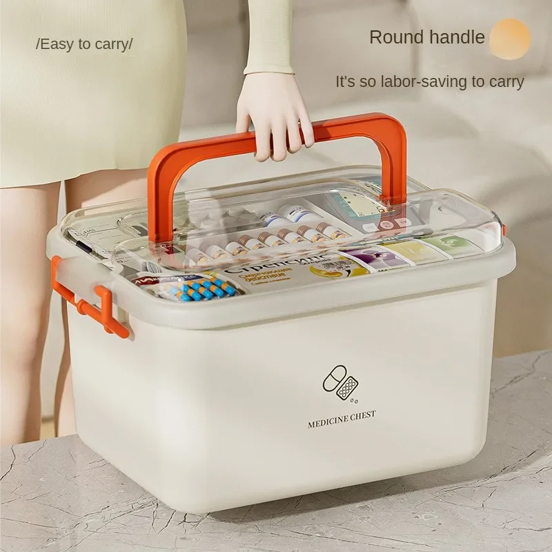 Household Large Capacity Medicine Box S/L\\XL Multi-layer Plastic Multi-functional Portable Emergency Medicine Box