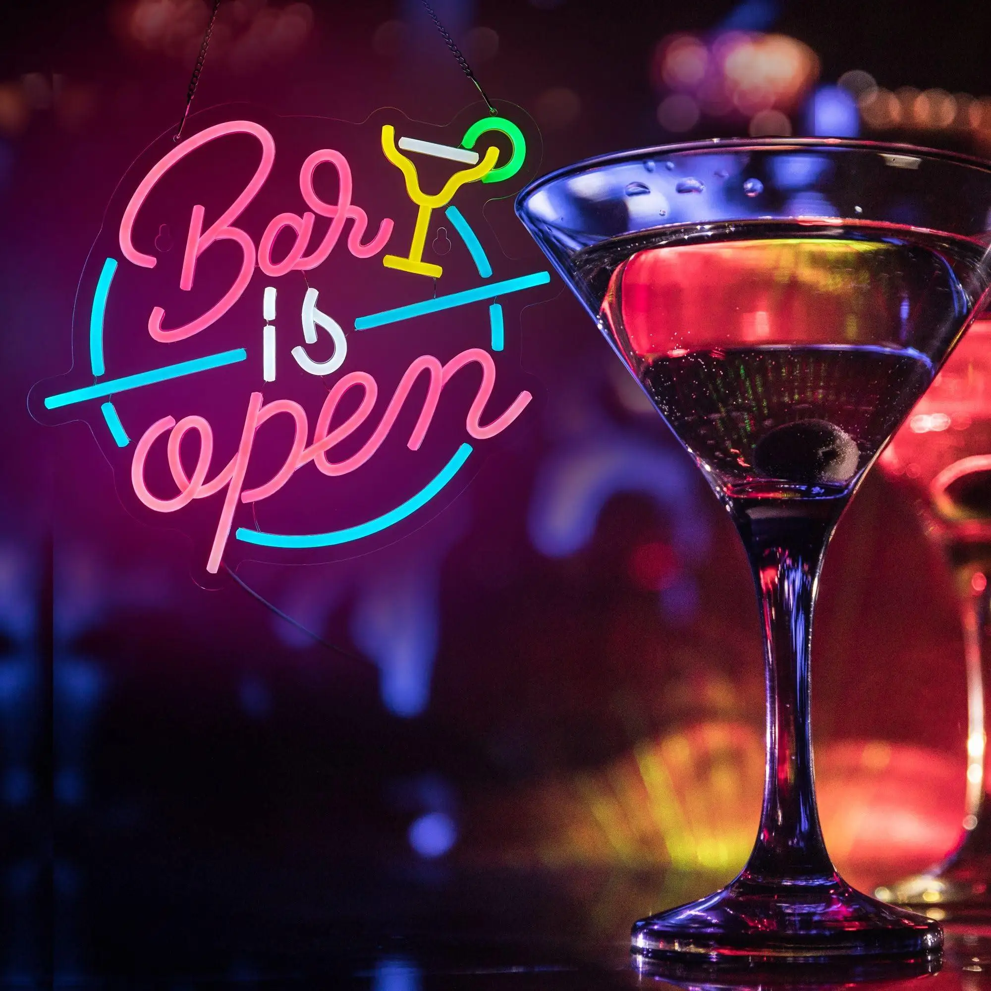 Letrero de neón abierto para decoración de pared, barra de cerveza abierta, letreros de iluminación LED con atenuador para Pub, fiesta, salón, cueva de hombre, decoración artística para habitación, regalo