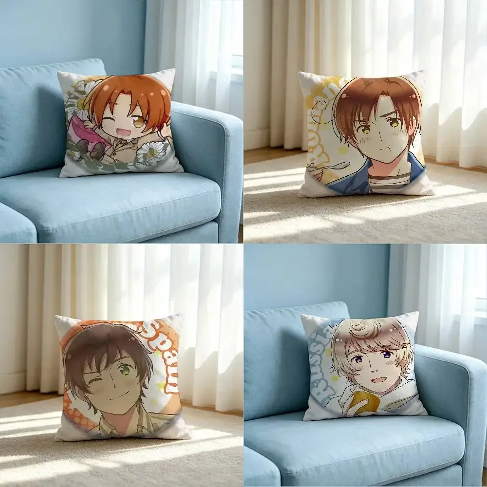 Anime Hetalia World Stars Brooch On Backpack Hat Customizable Square Pillowcases, Stylish And Soft, Perfect For Beds, Cars