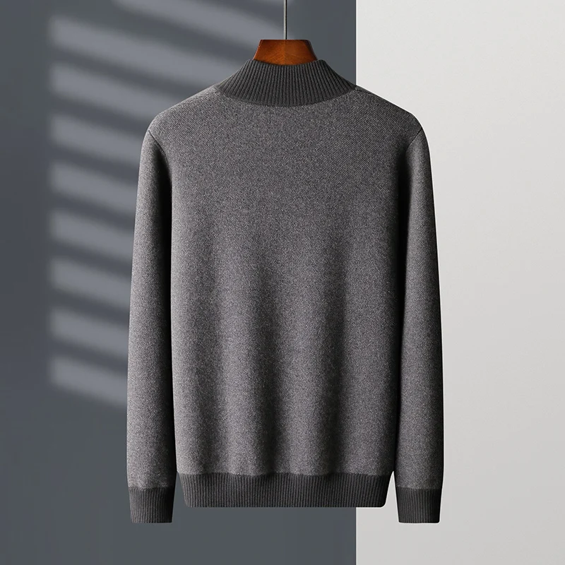 

New Style Thick Zipper Cardigan Men's 100% Cashmere Color-Block Fashion Casual Sweater Autumn Winter Comfortable Business Jacket