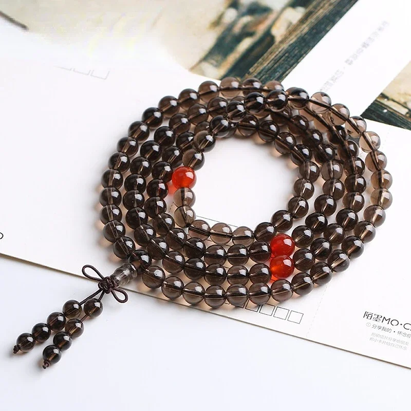 

6A level natural tea crystal Buddha beads bracelet smoke crystal men's and women's festival birthday gift hot goods