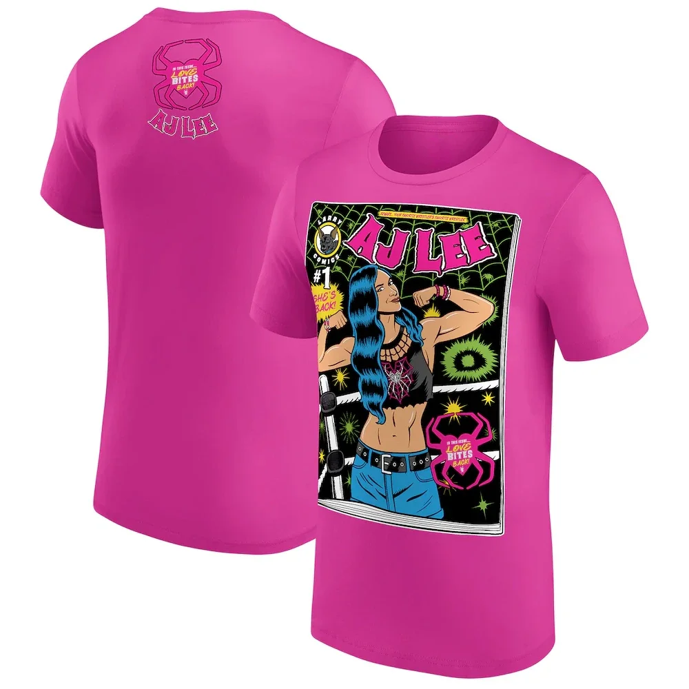 Men's Pink AJ Lee Spider Web Heart T-Shirt 3D Printed Sports Quick Dry Short Sleeve Top Daily Casual Plus Size T-Shirts 2026