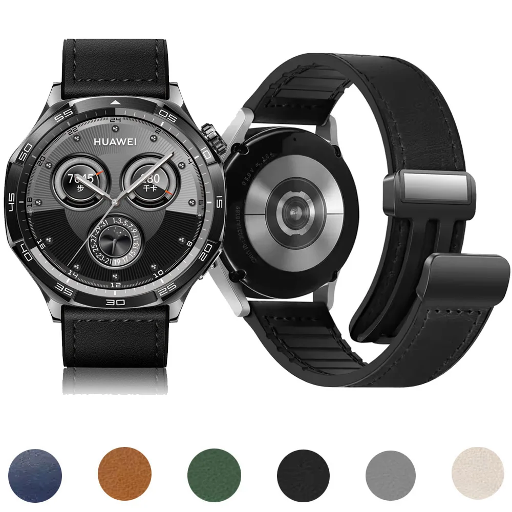 

22mm 20mm Leather+Silicone Strap For Huawei Watch 4 3 Pro/GT5 Pro GT5 GT4 46mm Bracelet Belt for Samsung Galaxy Watch 7 6 5 Band