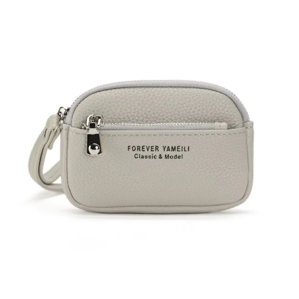 

Solid Color Leather Coin Purse Lanyard Multi-function Soft Leather Wallet Lipstick Earphone Cards Keys Mini Clutch Bag