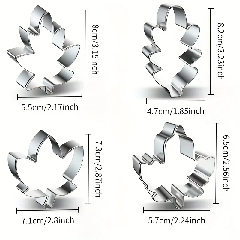 4pcs Maple Leaf Cookie Cutters Set Stainless Steel Fall Leaf Biscuit Molds for Thanksgiving Baking Pastry Tool