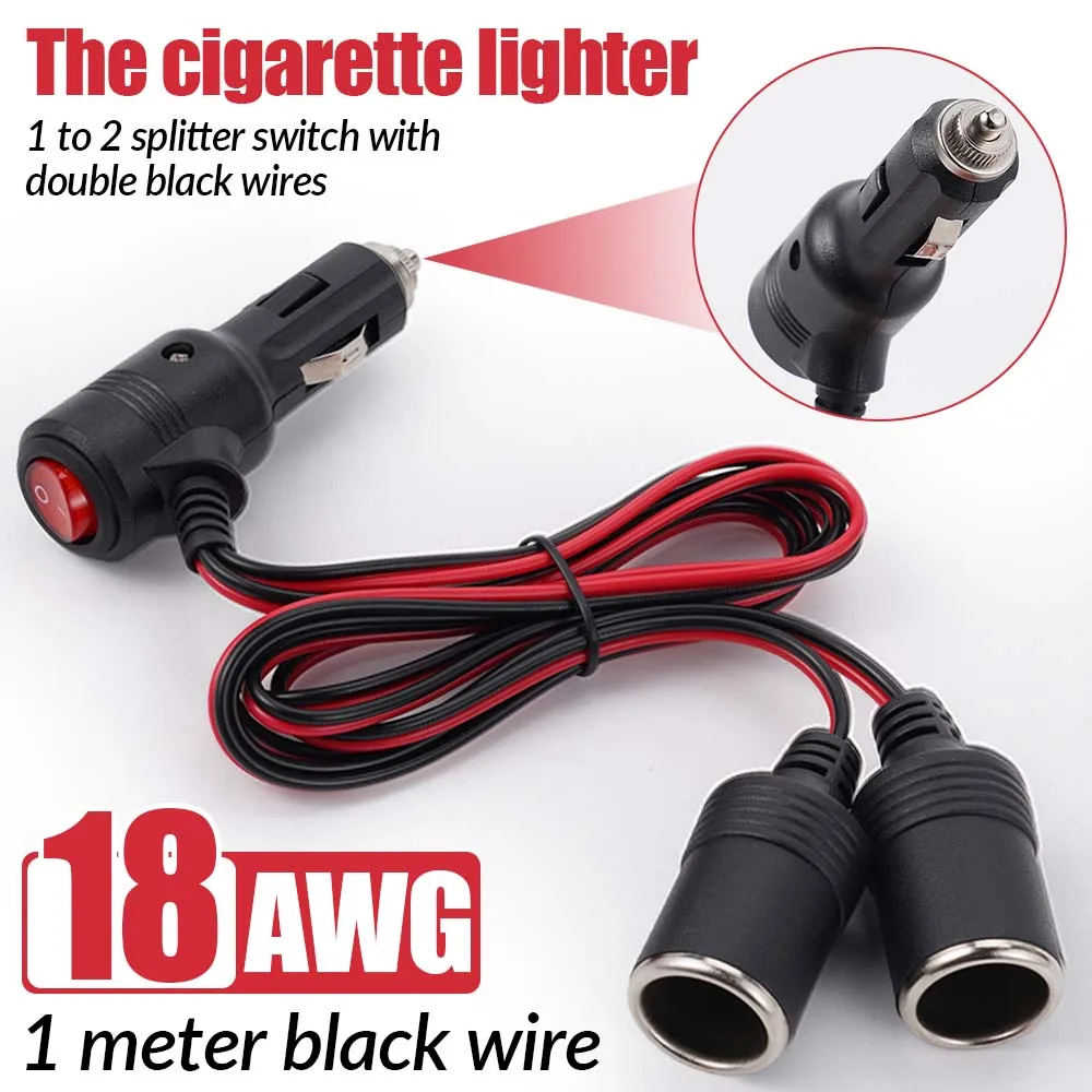 adaptador-divisor-de-acendedor-de-cigarros-novo-em-promocao-14-100cm-com-interruptor-liga-desliga-universal-1-conector-macho-para-2-conectores-femea-divisor-em-y