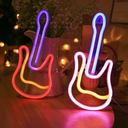 3D Neon Guitar Light LED Light Sign Decor Light Art Neon Home Decoration House Rock Bar Pub Hotel Beach Party Usb battery Lamp