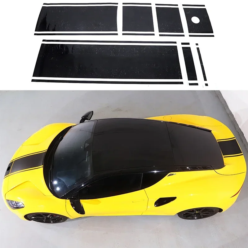 

For Lotus EMIRA 2021-2023 PVC Black Car Hood Roof Tail Stickers Long Strip Graphics Vinyl Film Trim Decals Car Accessories