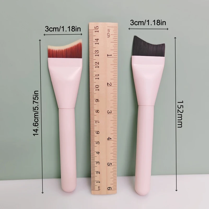 1 pz pennello per contorno viso leggero strumento per fondotinta misto crema manico in legno pennello per contorno pennello per fondotinta a mezzaluna ultra sottile