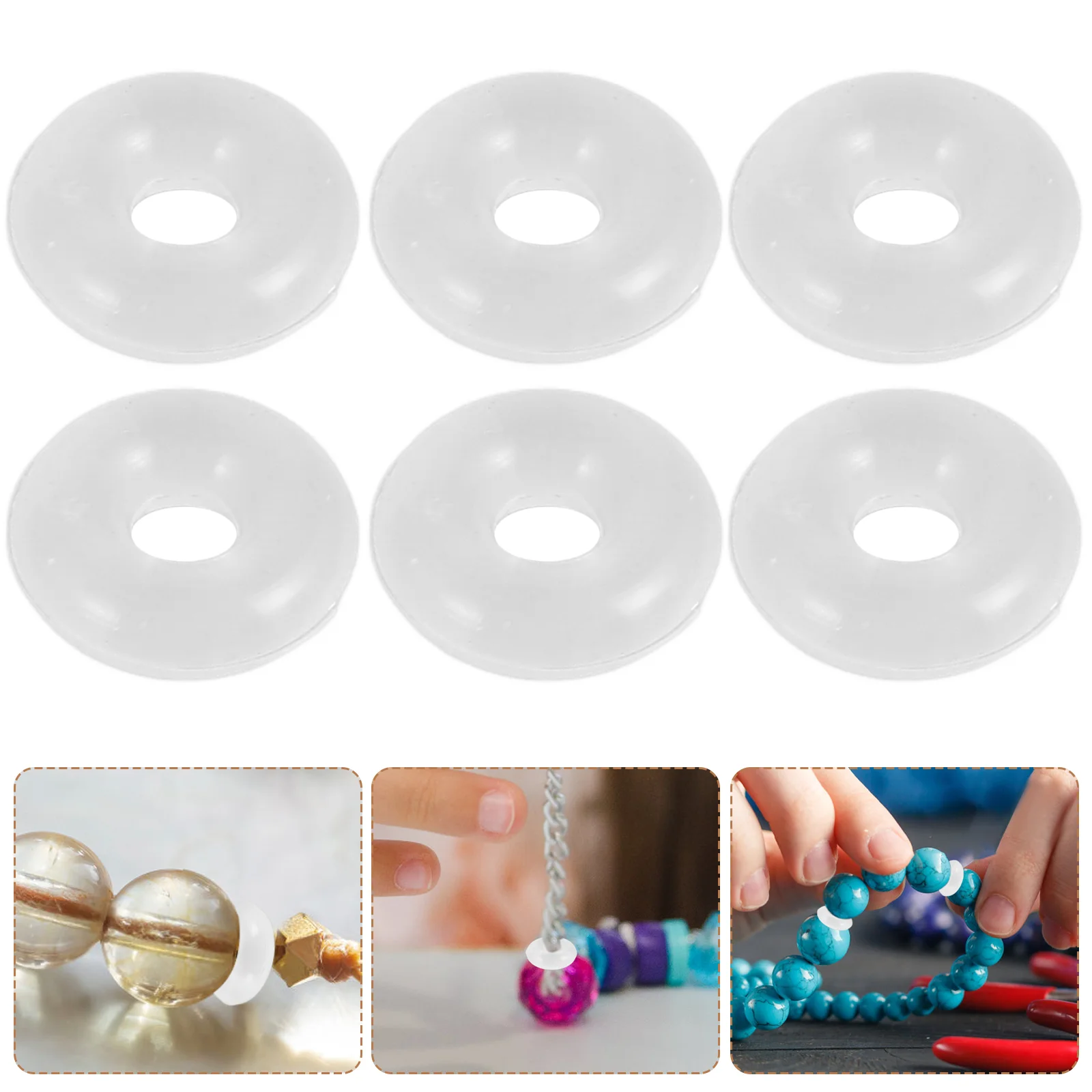 

80PCS Clear Silicone Rubber Stoppers for Use Alone or with Spacer Charm for Snake Chain Charm Bracelets