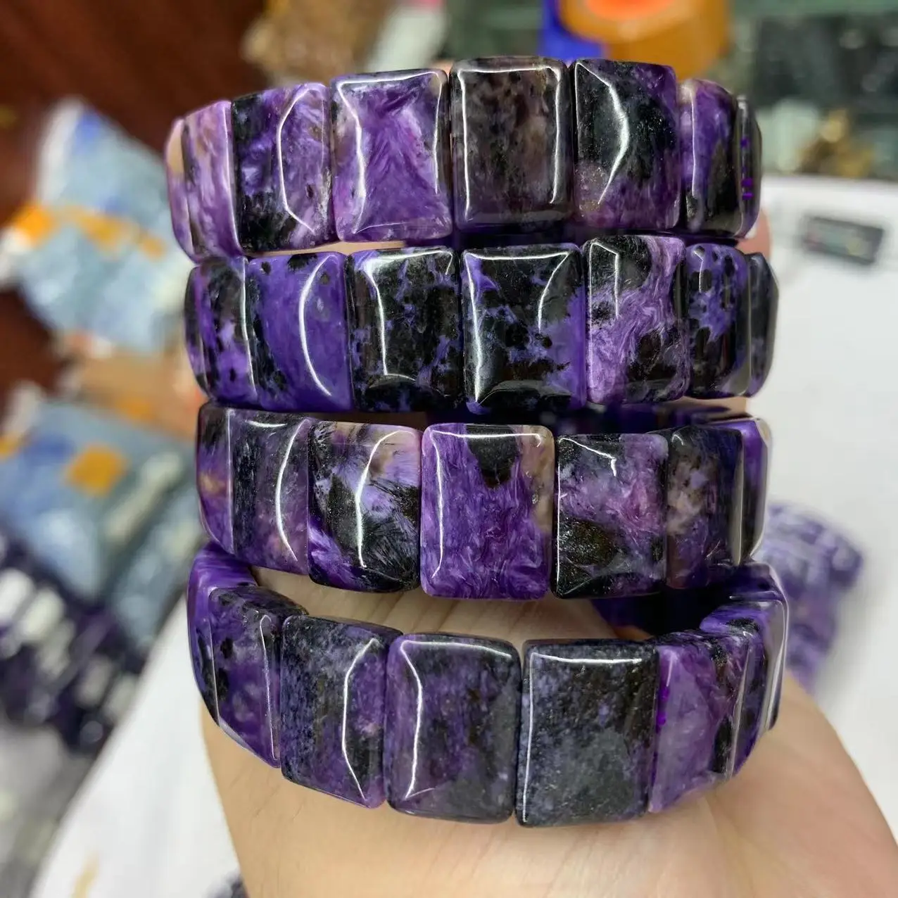 Natural Russian Charoite Stone Beads Bracelet Energy Fashion Gemstone Jewelry Bangle For Woman For Gift Wholesale !