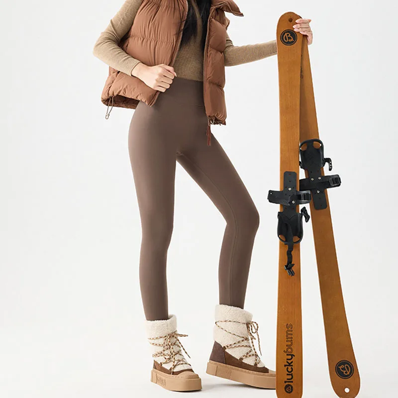 2025 جديد الشتاء زائد الصوف الدافئة طماق للنساء الكورية موضة عالية الخصر القرش السراويل رشاقته ضيق مطاطا اليوغا طماق