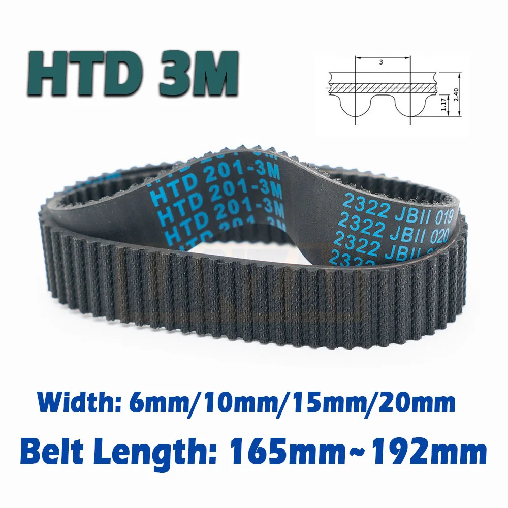 

HTD3M Rubber Closed Loop 3M Timing Belt Width 6/10/15mm Length 165~192mm Telecar 165 168 171 174 177 180 183 186 189 192mm CNC