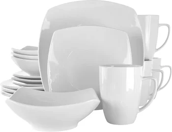 Hayes 16-Piece White Square Porcelain Dinnerware Set 1