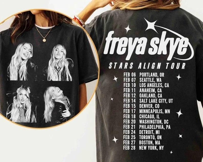 Camiseta Casual con Estampado del Concierto de la Gira Stars Align 2026 de Freya Skye (Silent Treatment), Regalo para Fans, Manga Corta