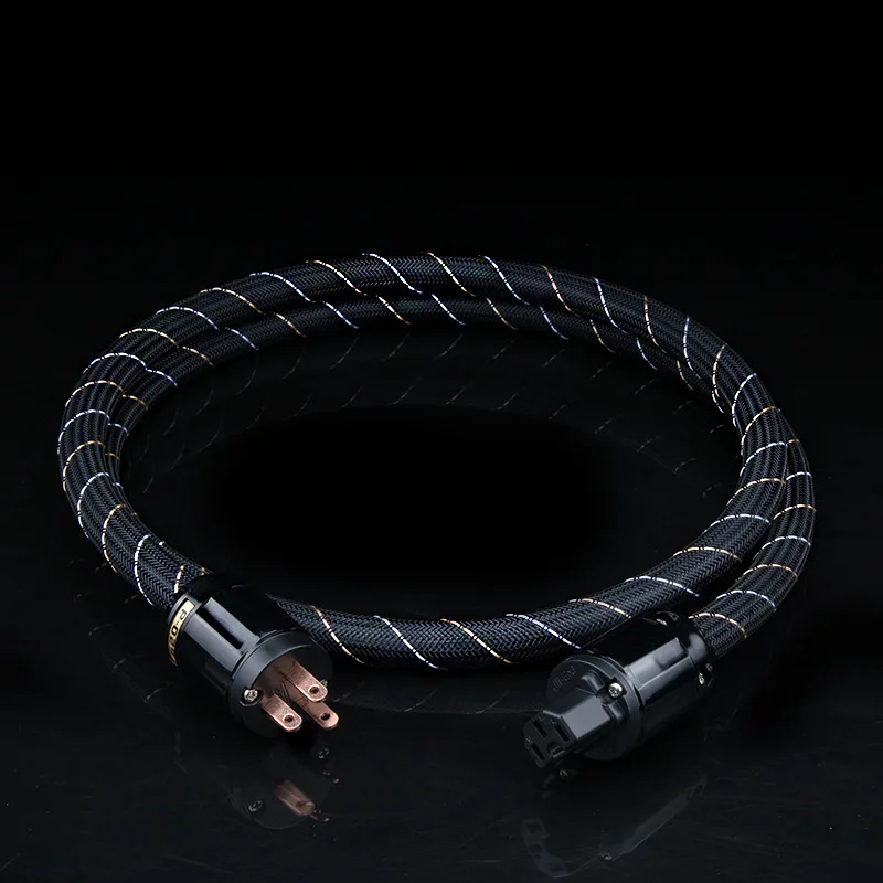HiFi Power Connection Cable, Pure Copper Conductor with Gold Rhodium Red Copper Plating for CD Amplifier