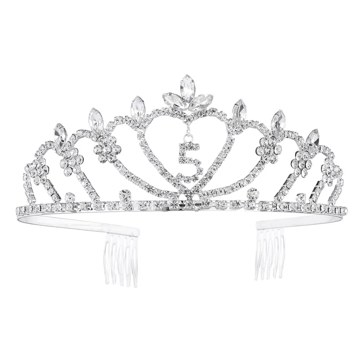 

1Pcs Rhinestone Birthday Crown Children's Tiara Silver Plated Handmade Girls Party Hair Jewelry Gift Children's Tiara