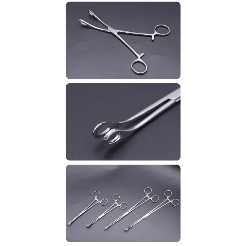 1 Pcs Toothed Oval Cervical Forceps Surgical Tissue Forceps Stainless Steel Hemostatic Instruments Open Closed Needle Ball Clamp - Image 2