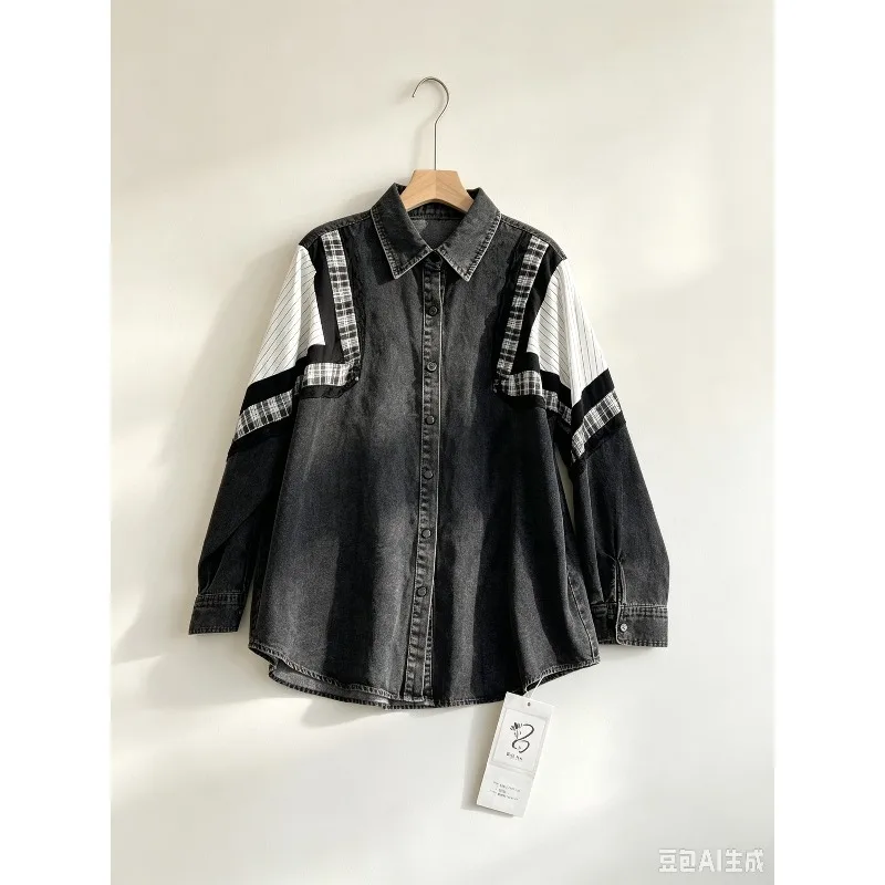 SuperAen Single Breasted Jeans Shirts for Women New 2026 Autumn Korean Style Loose Elegant Long-sleeved Shirts