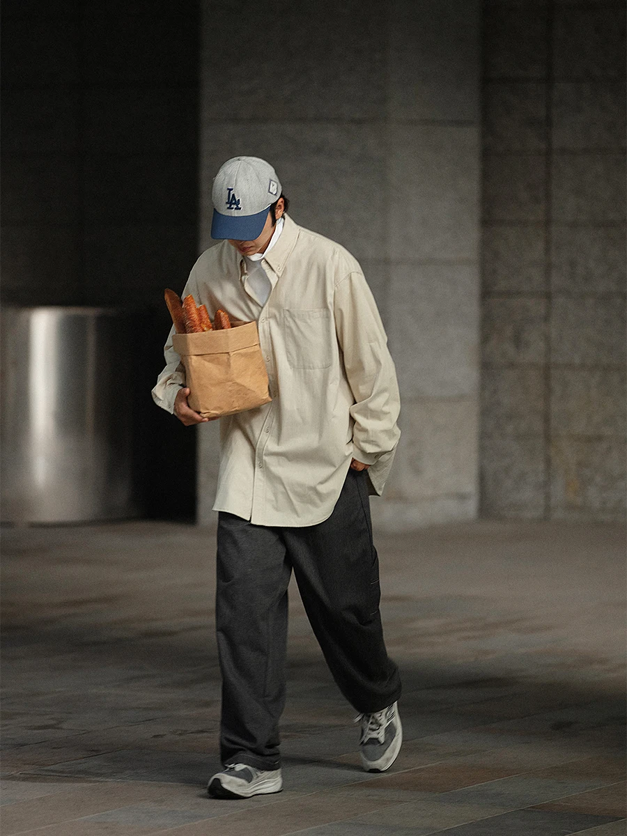 

Noears Classic Pure Cotton Long Sleeve Shirt Unisex Vintage Style Warmth Youth Fashion Four Seasons Basic Loose Workwear