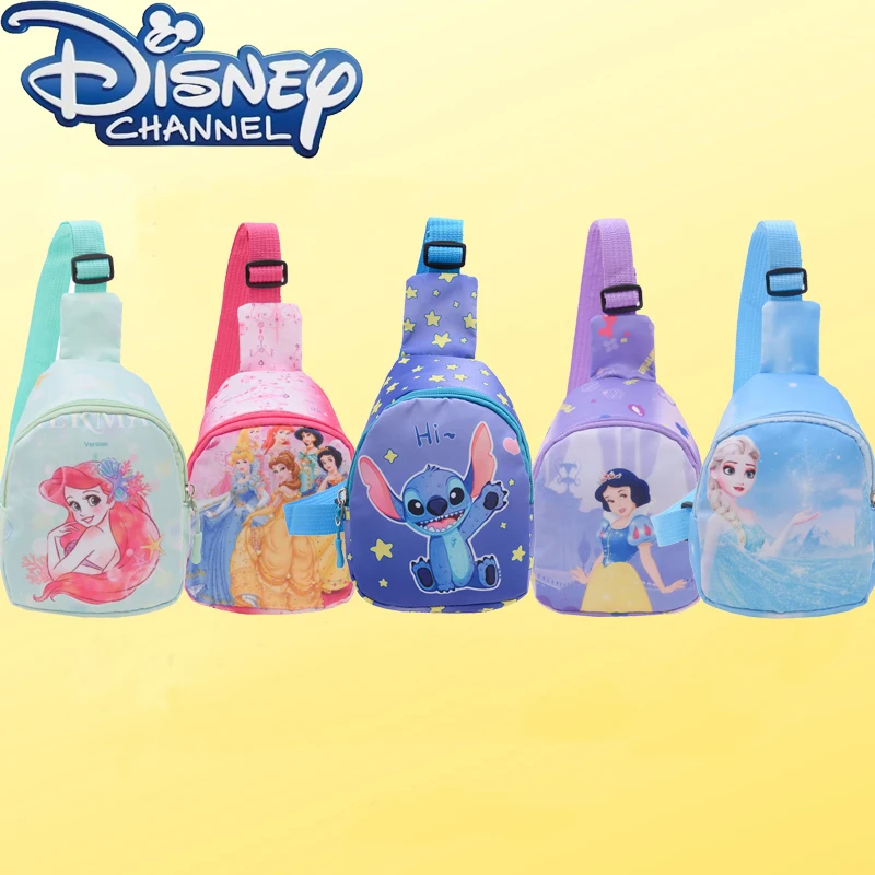 

Disney Anime Periphery Children Chest Pack Cartoon Lilo & Stitch Frozen Princess Portable Outdoor Crossbody Bag Baby Toys Gifts