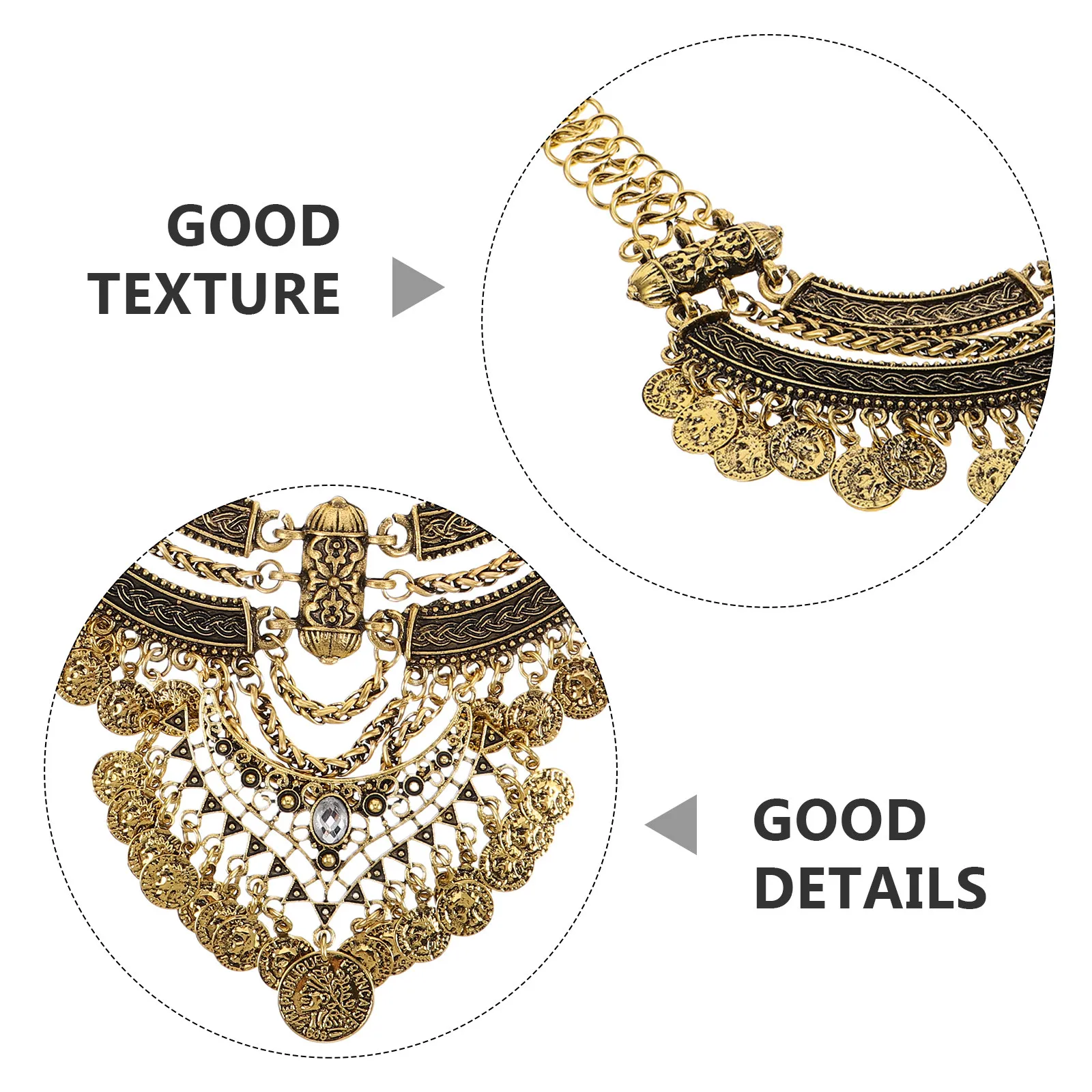 1Set Bohemian Punk Necklace Set Ethnic Statement Chunky Chain Tassel Bib Necklace Earrings Combo Party Festival Everyday