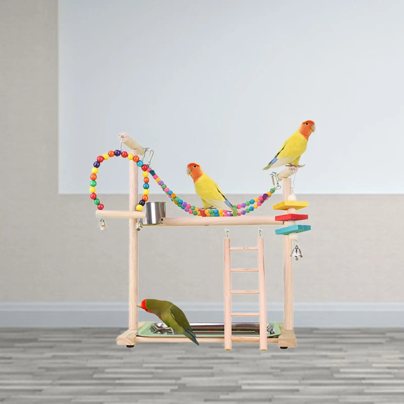 Bird Play Stand Parrot Playground,Parrot Perches,Wooden,Parrot Perch Playstand Bird Gym Playpen Ladder for Parakeets Cockatoo