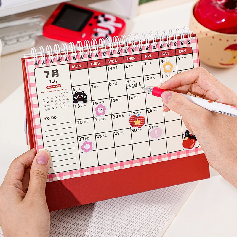 2026 Desktop Calendar High Quality Time Management Calendar Cartoon Desk Calendar Double Helix Binding For Home Office Office