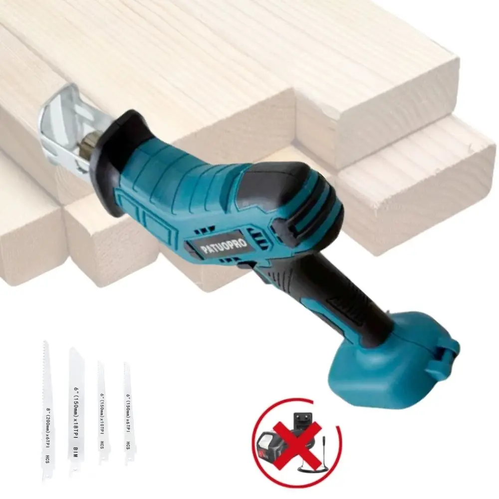 

PATUOPRO Беспроводная электрическая сабельная пила Ручной многофункциональный инструмент для резки деревянных металлических труб из ПВХ для батареи Makita 18 В