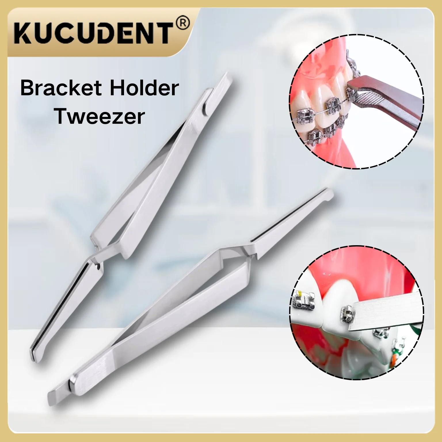 1 PC Dental Orthodontic Bracket Tweezers - Stainless Steel Reverse Action Serrated Tips for Braces & Buccal Tube Placement