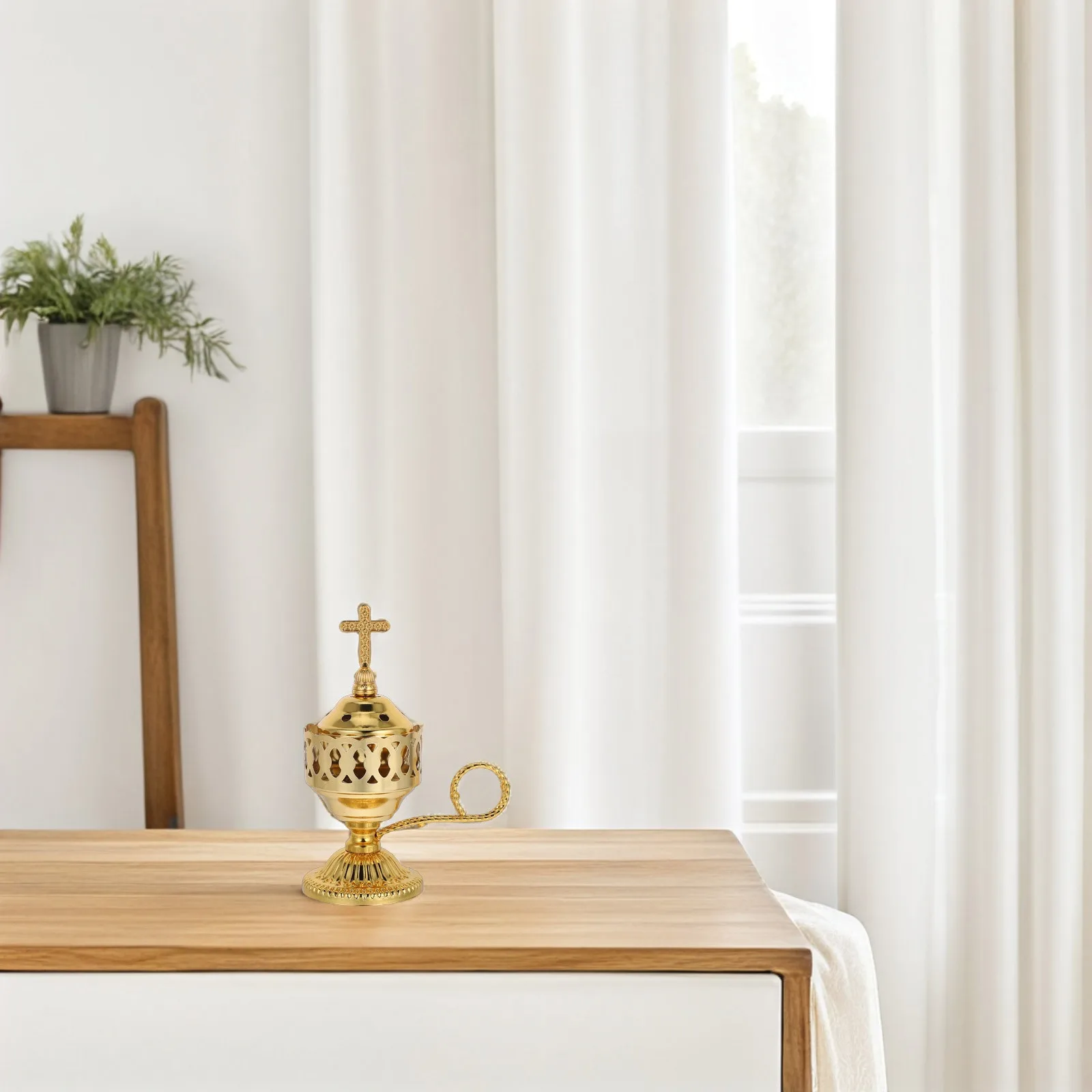 

Middle Incense Burner Handcrafted Aromatherapy Bakhoor Burner Decorative Censer for Home Office Yoga Charcoal