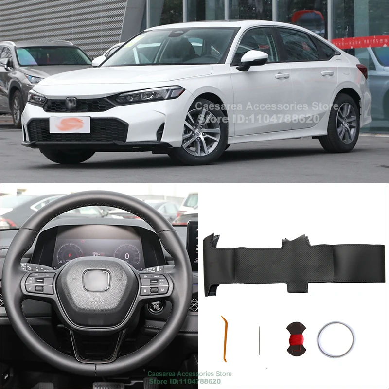 

Hand-Sewn Alcantara Non-slip Suede Nappa Leather Car Steering Wheel Cover Wrap for Honda Civic 11th 2023-26 Interior Accessories
