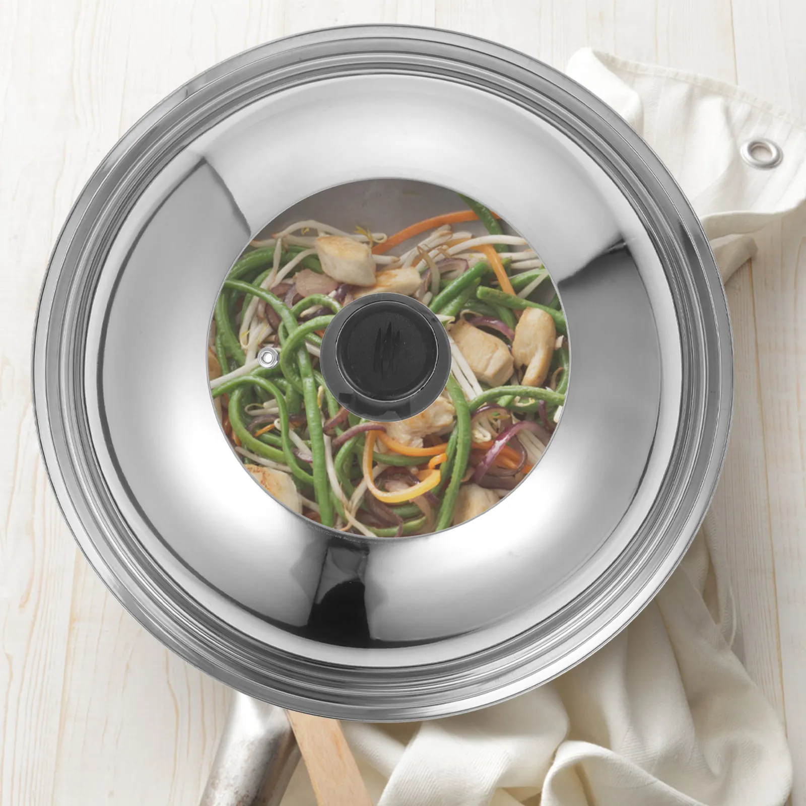 Stainless Steel Cookware Lid with Tempered Glass Window and Steam Vent – Universal Fit for Pots and Pans