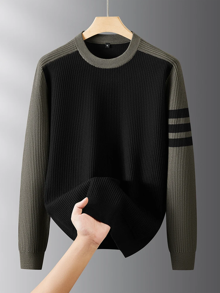 

Мужской вязаный свитер свободного кроя, круглый вырез, модный повседневный стиль, большие размеры, осень-зима, новинка