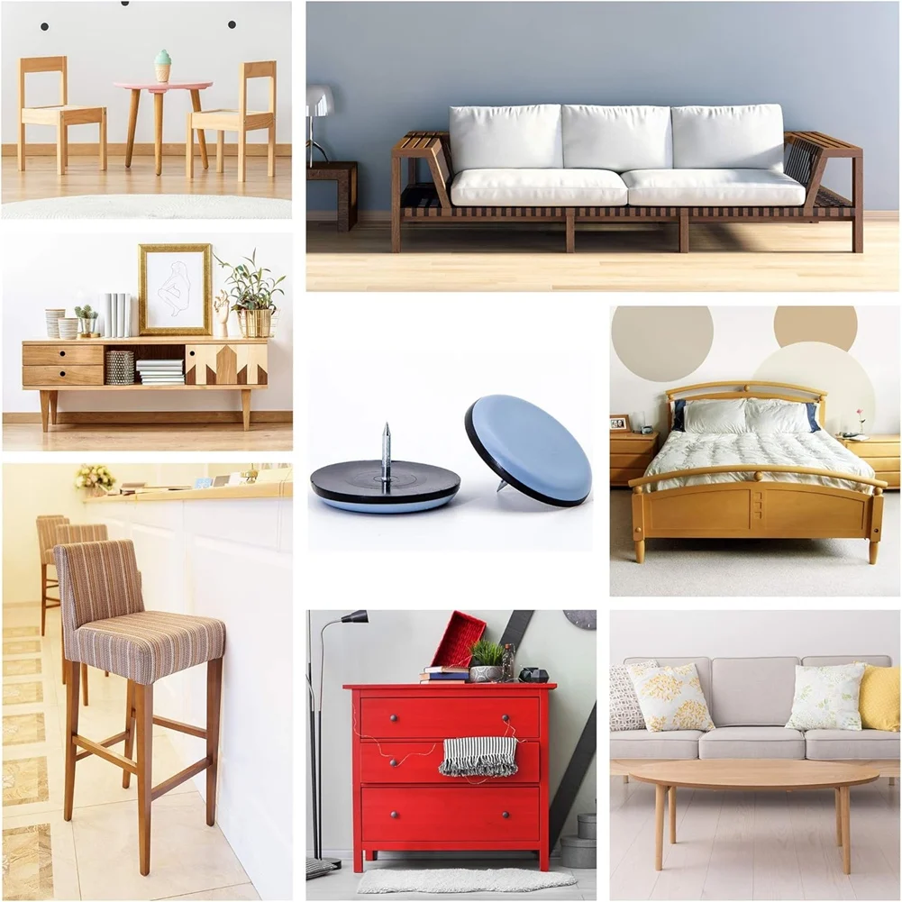 A63K-20 Pcs Furniture Slider Pads With Nail Feet Furniture Moving Gliders Mover Floor Protector