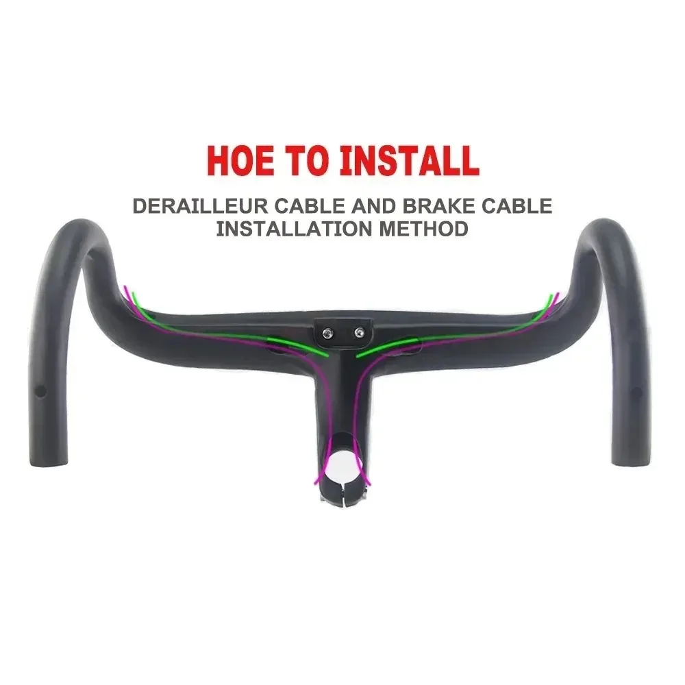 DEDA ALAENRA Carbon Road 360-440mm Full Internal Wiring Integrated Handlebar 28.6mm Carbon Handlebars with Bike Comput Holder