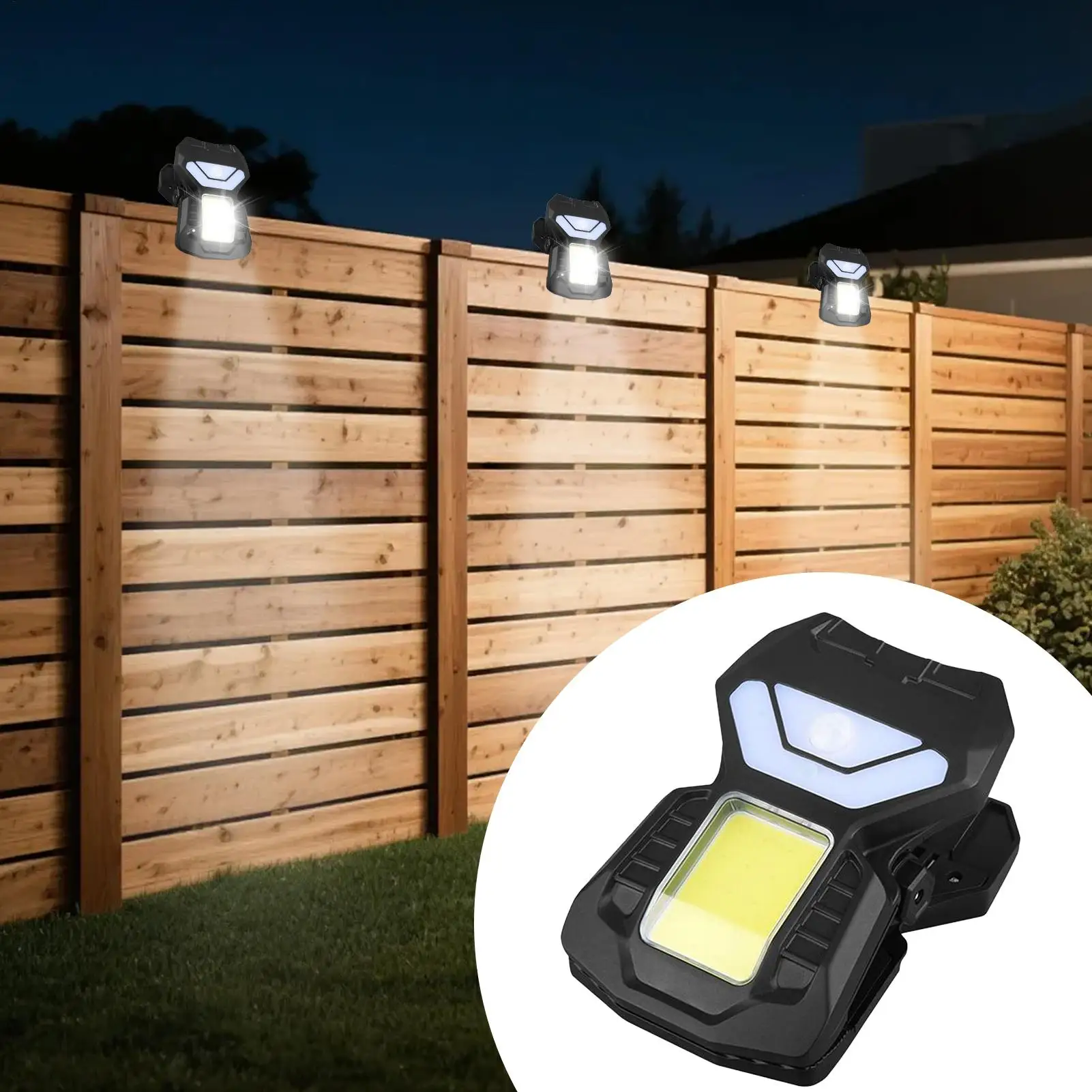 

LED Solar Garden Outdoor Lights Clip Light Waterproof Motion Sensor Camping Lamp Rechargeable for Landscape Outdoor Wall Decor